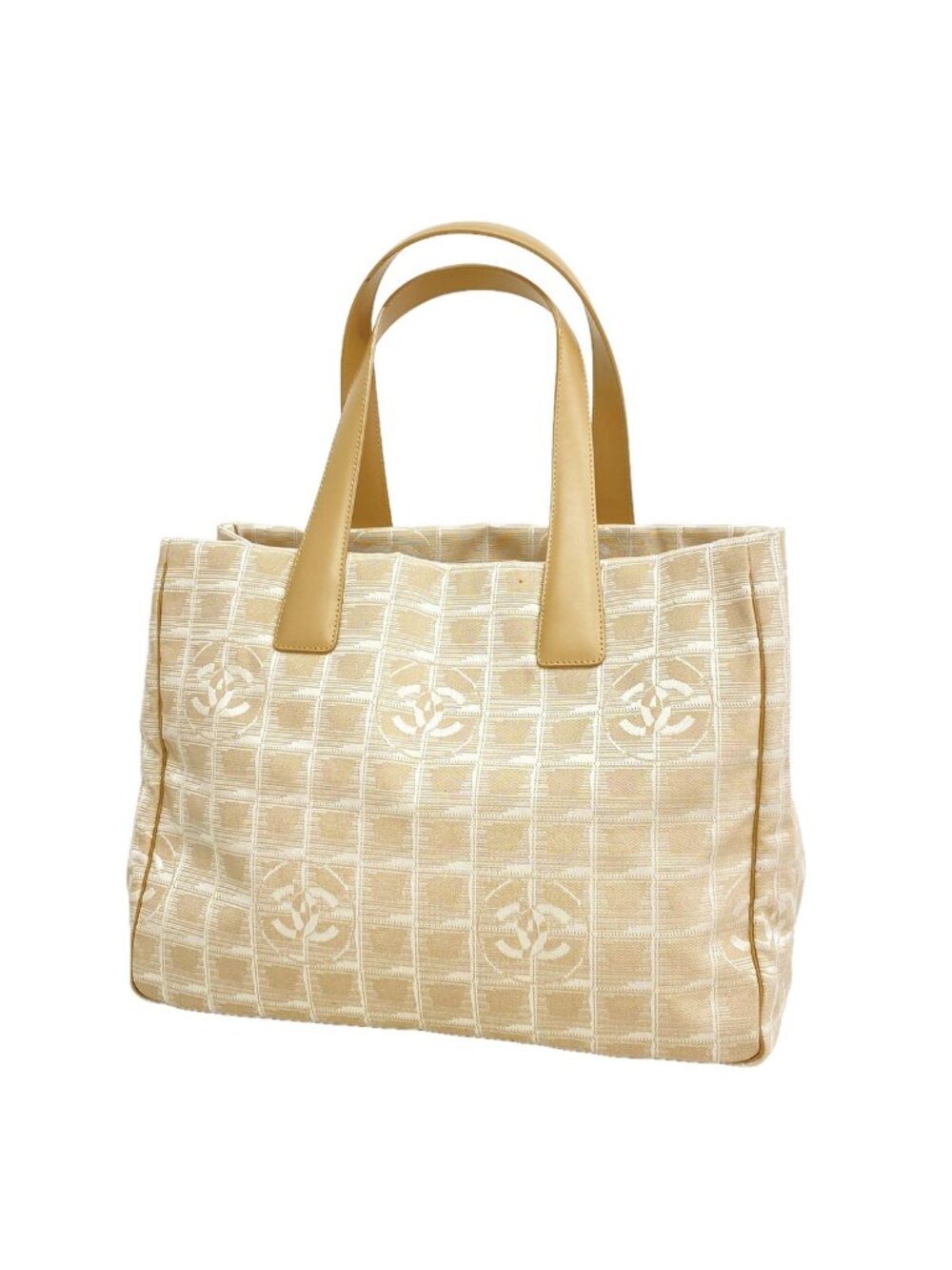 Chanel Tote Bag New Travel Nylon Beige Gold